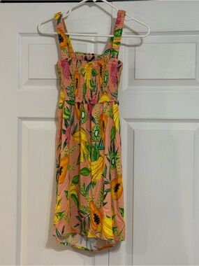 Tropical Fruit Print Sundress - Pink, Yellow & Green